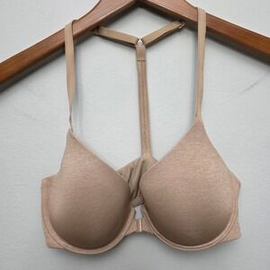 Victoria's Secret Racerback Demi Bra Front Closure Beige‎ 34C Comfort